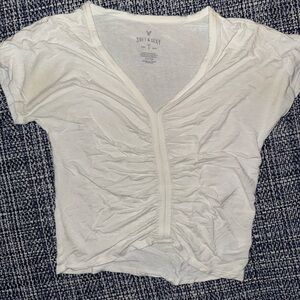 White V-Neck Women's Top